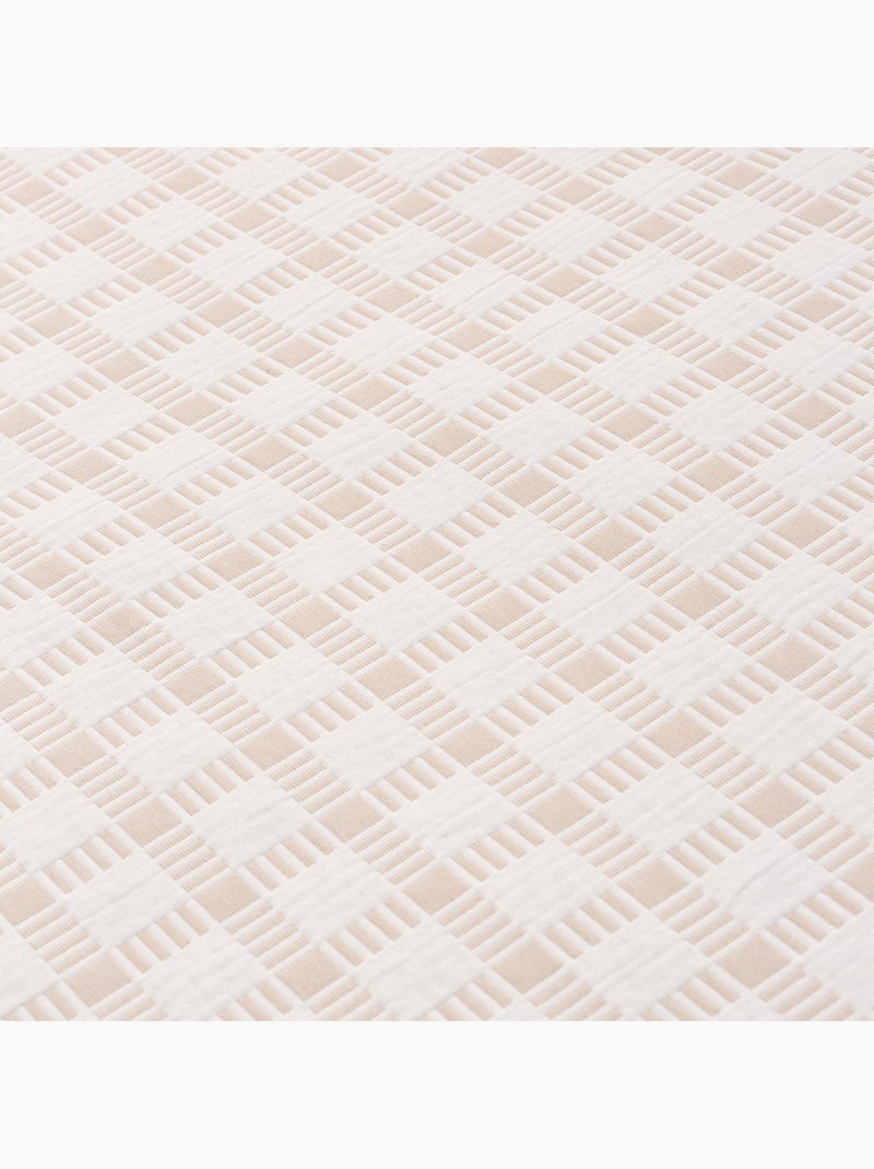 Colcha algodón diseño a cuadros en relieve, tejido texturizado. Beige - Kiabi
