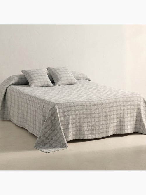 Colcha algodón diseño a cuadros en relieve, tejido texturizado. - Kiabi