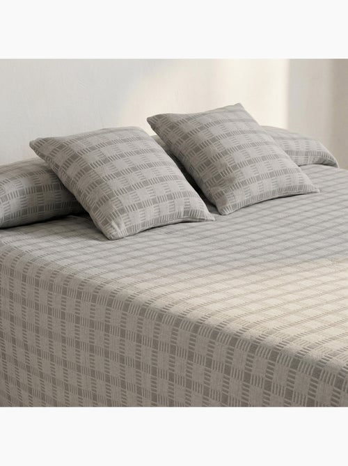 Colcha algodón diseño a cuadros en relieve, tejido texturizado. - Kiabi