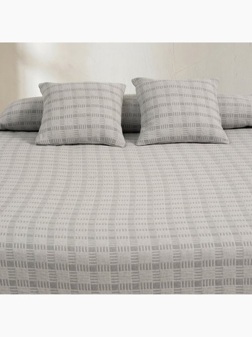 Colcha algodón diseño a cuadros en relieve, tejido texturizado. - Kiabi