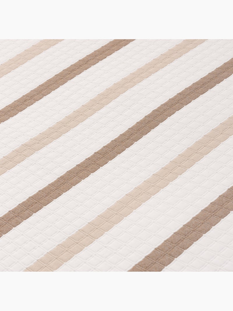 Colcha algodón diseño a rayas, tejido texturizado a cuadros. Beige - Kiabi