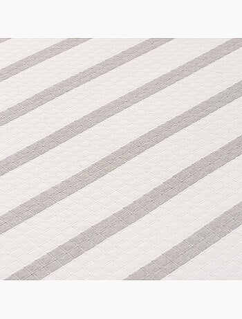Colcha algodón diseño a rayas, tejido texturizado a cuadros.