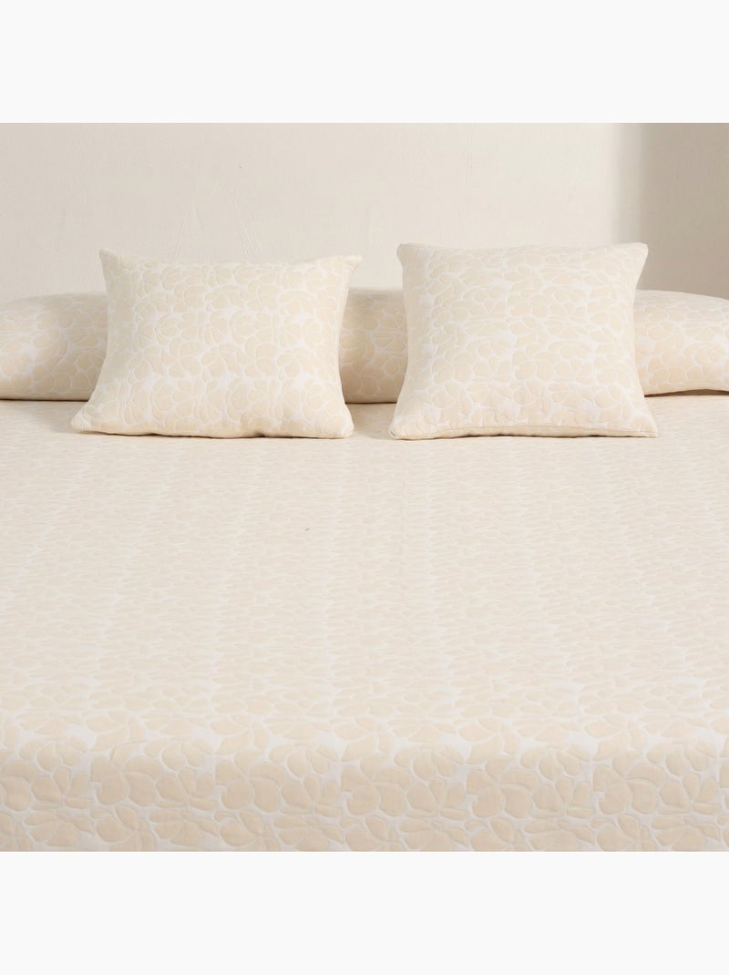 Colcha algodón diseño floral en relieve, tejido texturizado. Blanco - Kiabi