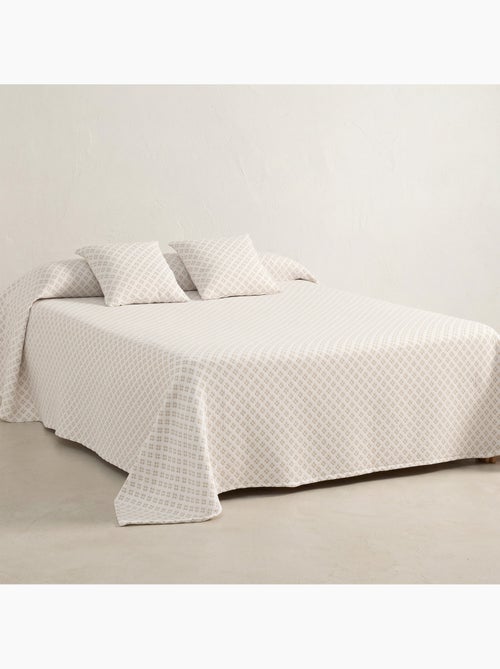 Colcha algodón diseño geométrico en relieve, tejido texturizado. - Kiabi