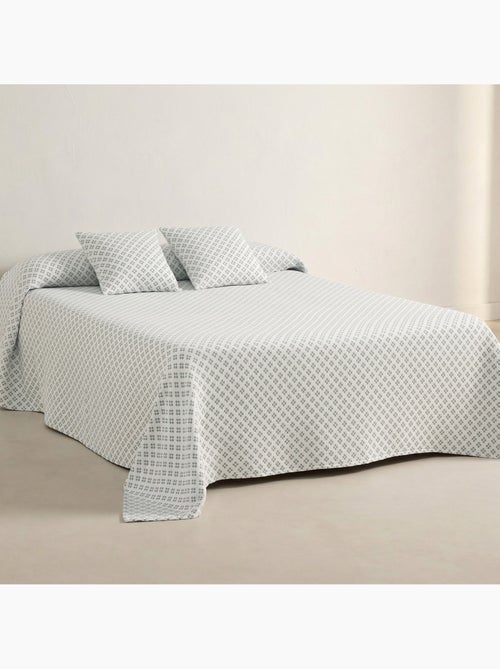 Colcha algodón diseño geométrico en relieve, tejido texturizado. - Kiabi