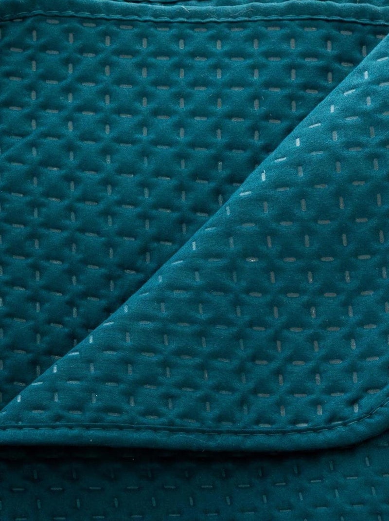 Colcha con 2 fundas de almohada a juego Azul petróleo - Kiabi
