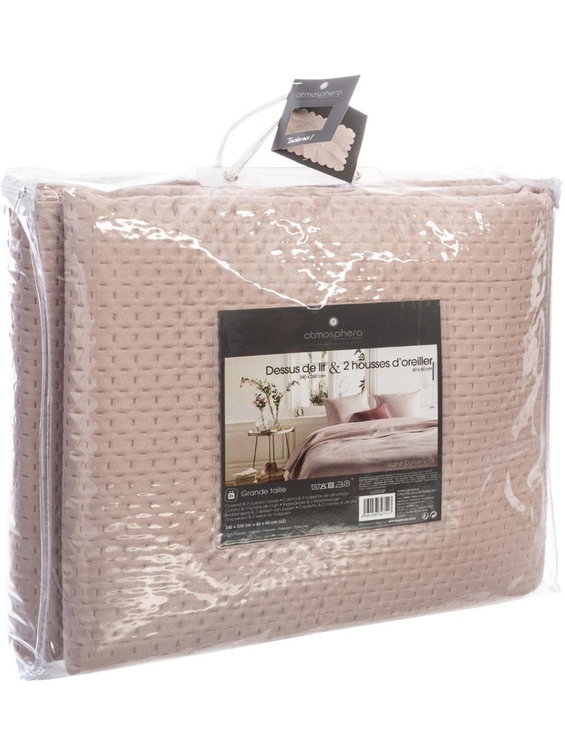 Colcha con 2 fundas de almohada a juego Rosa - Kiabi