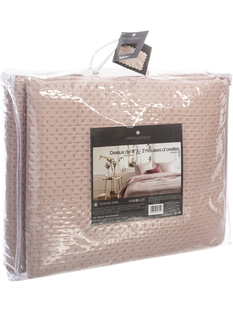 Colcha con 2 fundas de almohada a juego Rosa - Kiabi