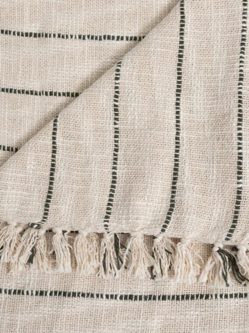 Colcha de algodón a rayas Beige - Kiabi