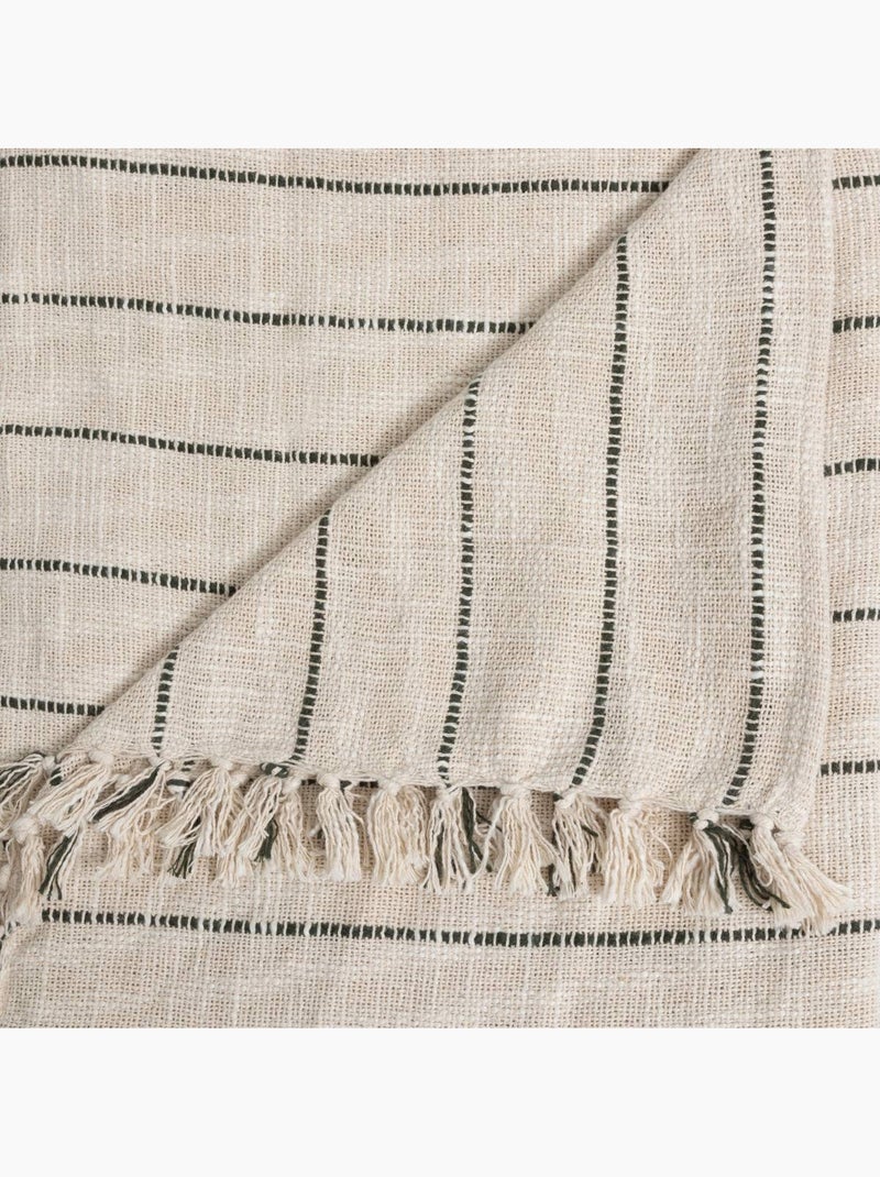 Colcha de algodón a rayas Beige - Kiabi