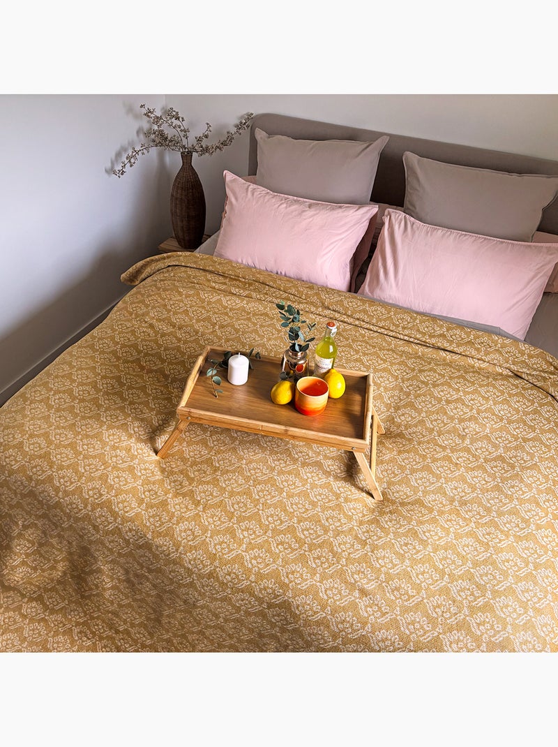 Colcha de jacquard floral Amarillo oscuro - Kiabi