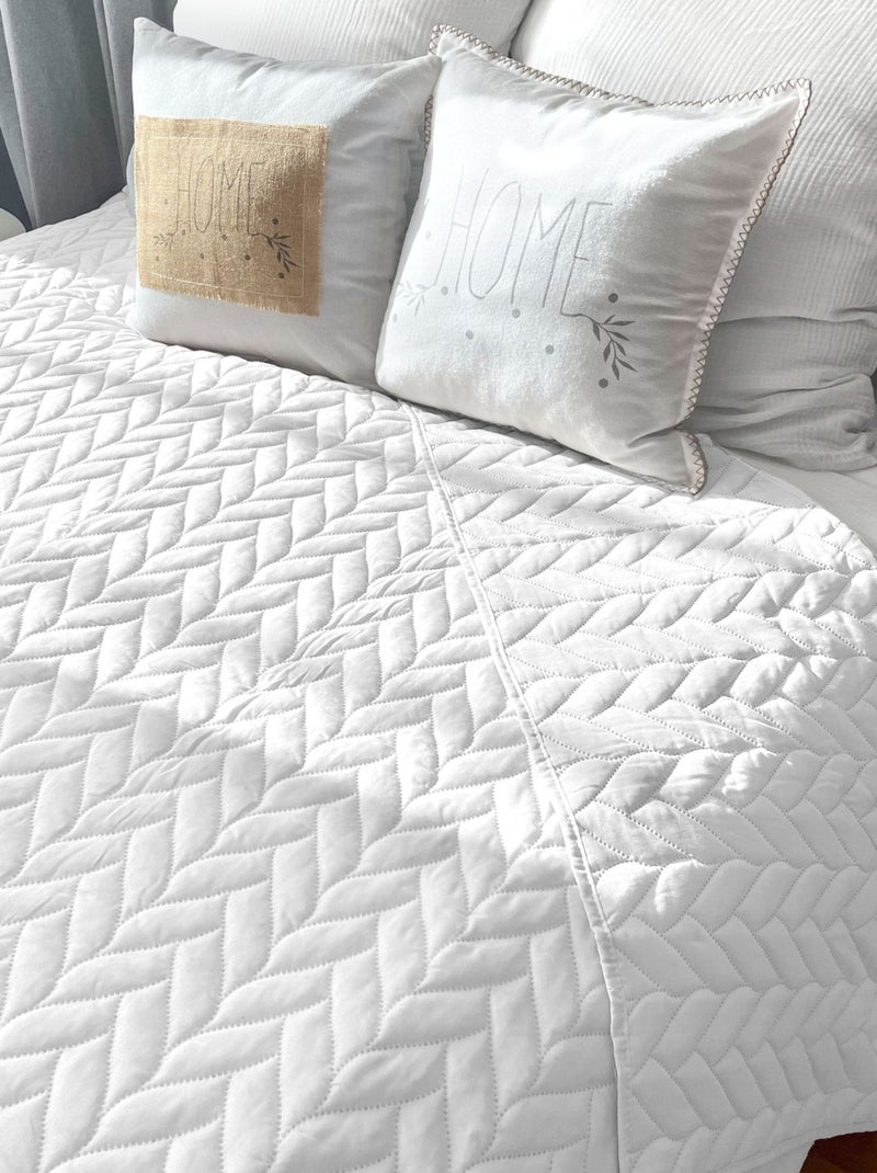 Colcha de microfibra con diseño de ultrasonido Blanco - Kiabi