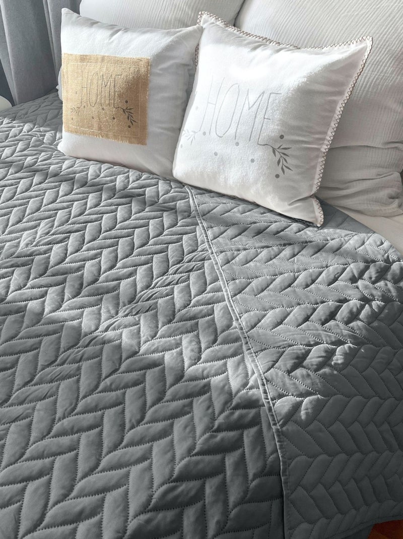 Colcha de microfibra con diseño de ultrasonido Gris claro - Kiabi