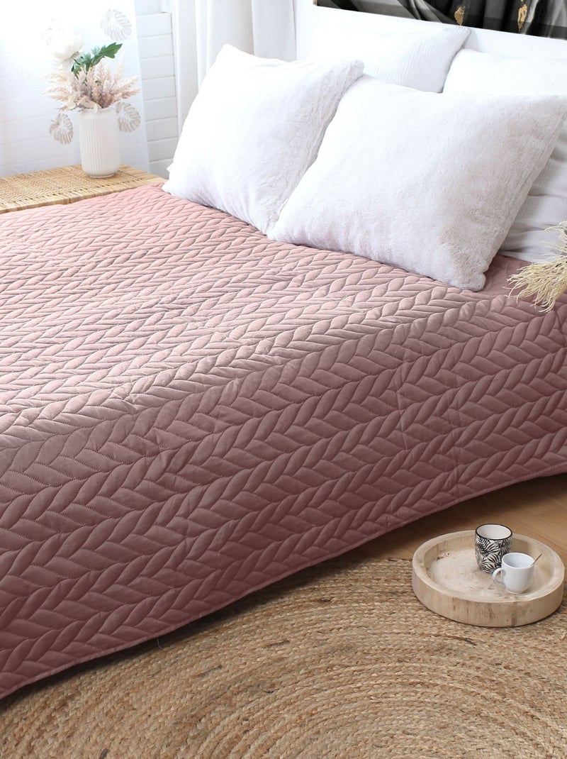 Colcha de microfibra con diseño de ultrasonido Rosa pastel - Kiabi