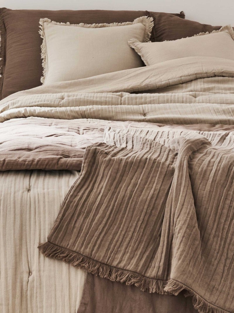 Colcha de muselina de algodón lavado Beige gris - Kiabi