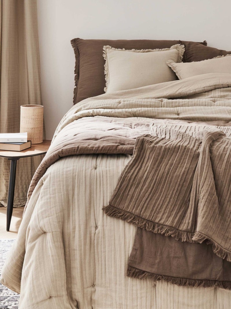 Colcha de muselina de algodón lavado Beige gris - Kiabi