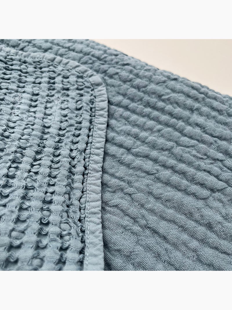 Colcha de nido de abeja de algodón reversible Azul - Kiabi