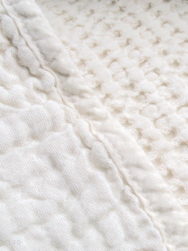Colcha de nido de abeja de algodón reversible Blanco - Kiabi