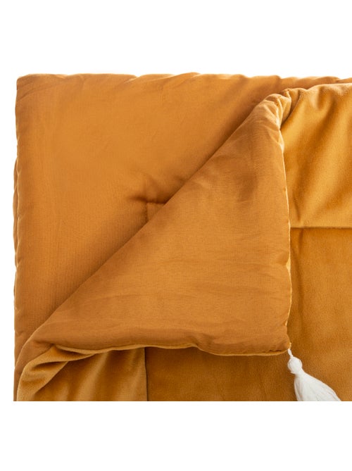 Colcha de terciopelo con borlas - Kiabi