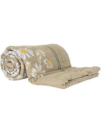 Colcha decorativa de algodón con motivo de margaritas