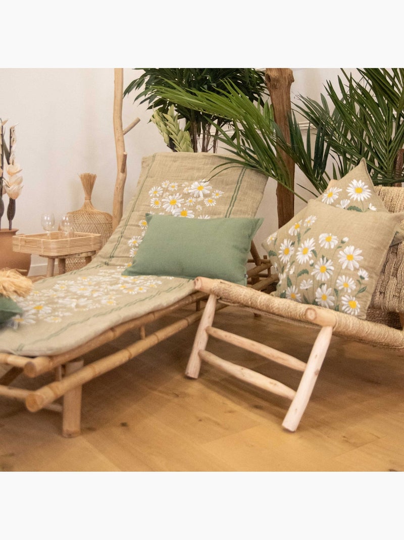 Colcha decorativa de algodón con motivo de margaritas Taupe - Kiabi