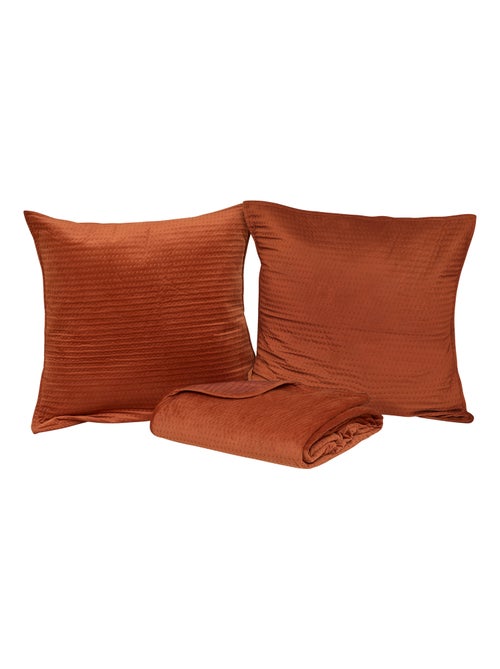 Colcha gofrada con 2 fundas de cojín a juego - Kiabi Colcha gofrada con 2 fundas de cojín a juego - Kiabi
