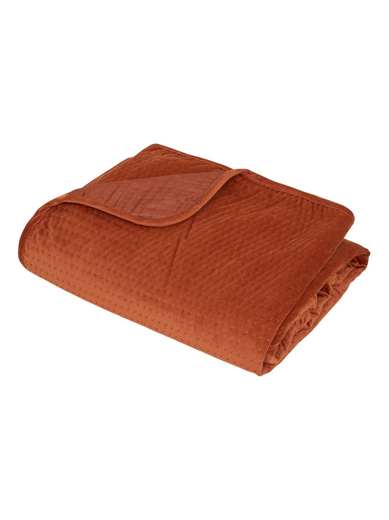 Colcha gofrada con 2 fundas de cojín a juego Naranja - Kiabi