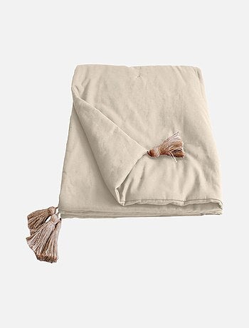 Colcha Panamá con pompones de yute