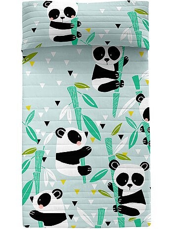 Colcha Panda garden blue "Happyfriday