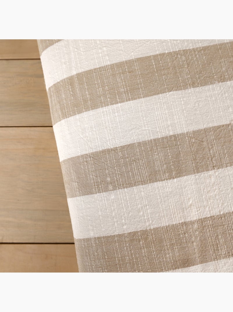 Colcha reversible de algodón flameado con rayas y cuadros LOURMARIN Beige - Kiabi