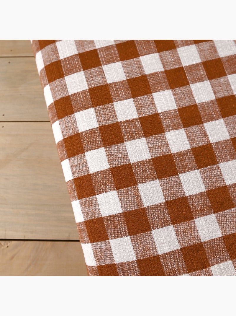 Colcha reversible de algodón flameado con rayas y cuadros LOURMARIN Naranja - Kiabi