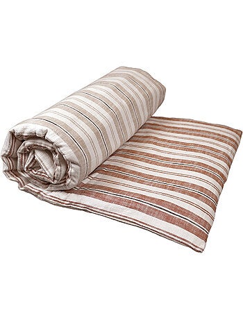 Colcha reversible de algodón flameado de rayas gruesas