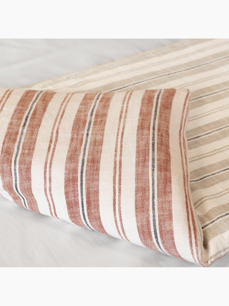 Colcha reversible de algodón flameado de rayas gruesas Beige - Kiabi