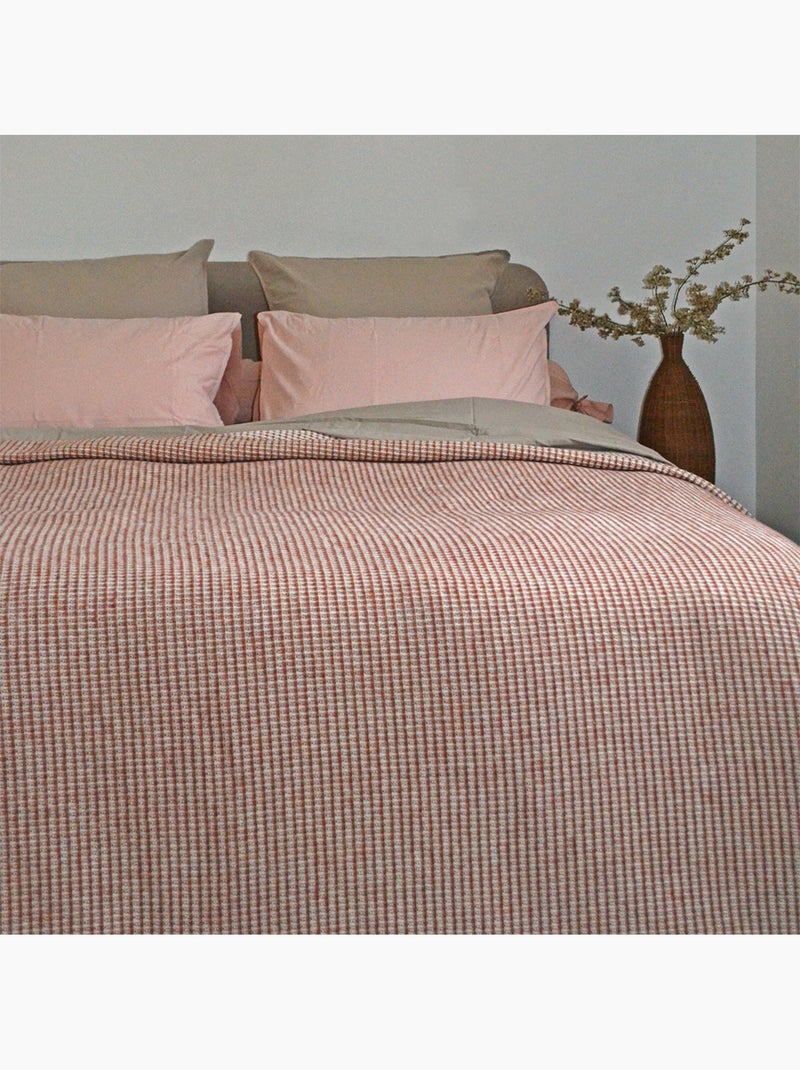 Colcha tejida en algodón reciclado con motivo de nido de abeja Naranja - Kiabi