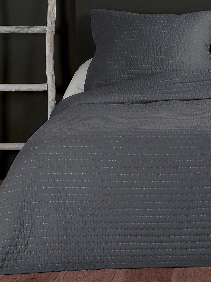 Colcha y funda de almohada acolchadas Gris oscuro - Kiabi