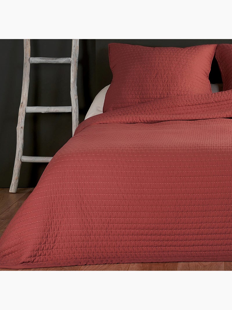 Colcha y funda de almohada acolchadas Rojo ladrillo - Kiabi