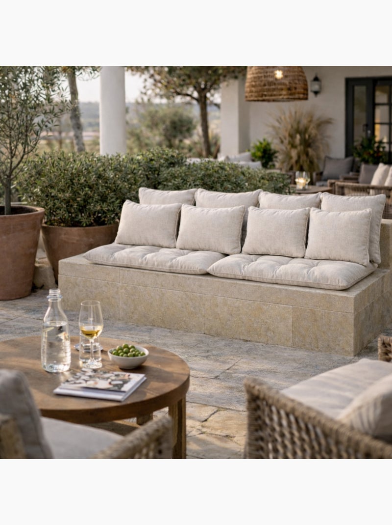 Colchón de exterior tapizado en tela de exterior olefina Beige concha - Kiabi
