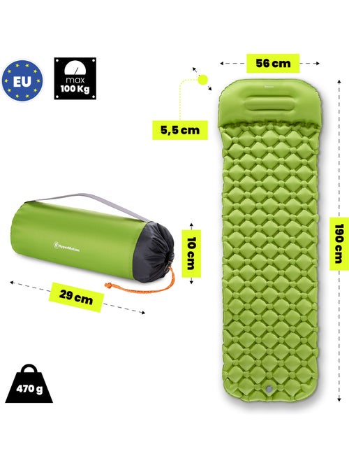 Colchón hinchable campmat - ultraligero con almohada integrada para camping, trekking y senderismo - Kiabi