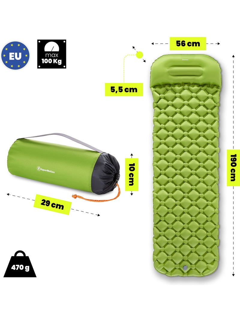 Colchón hinchable campmat - ultraligero con almohada integrada para camping, trekking y senderismo Verde - Kiabi