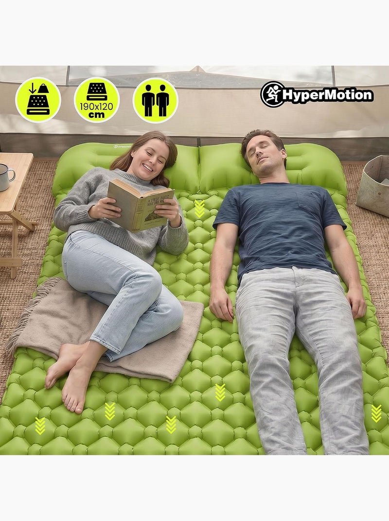 Colchón hinchable doble campmat 2 - ultraligero con almohadas integradas para camping y trekking Verde - Kiabi