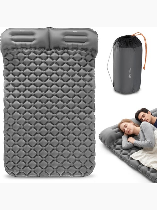 Colchón hinchable doble campmat 2 hypermotion con almohadas integradas para camping y trekking - Kiabi