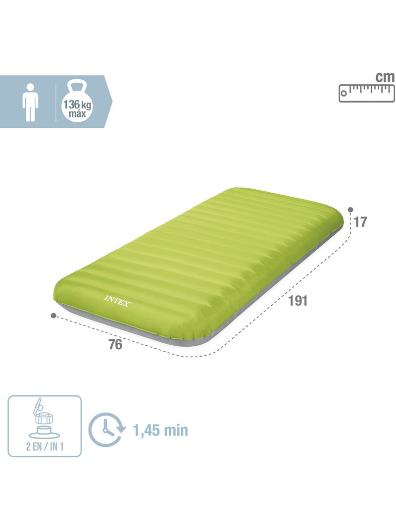 Colchón hinchable individual tpu camping mat c/hinchador incluido intex Verde kiwi - Kiabi