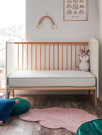 Colchón para bebé, lado verano / lado invierno en algodón orgánico, soporte firme