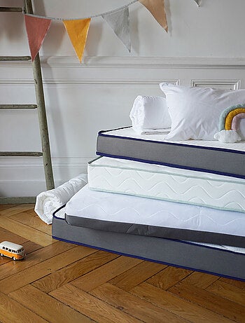 Colchón para bebé, lado verano / lado invierno en algodón orgánico, soporte firme