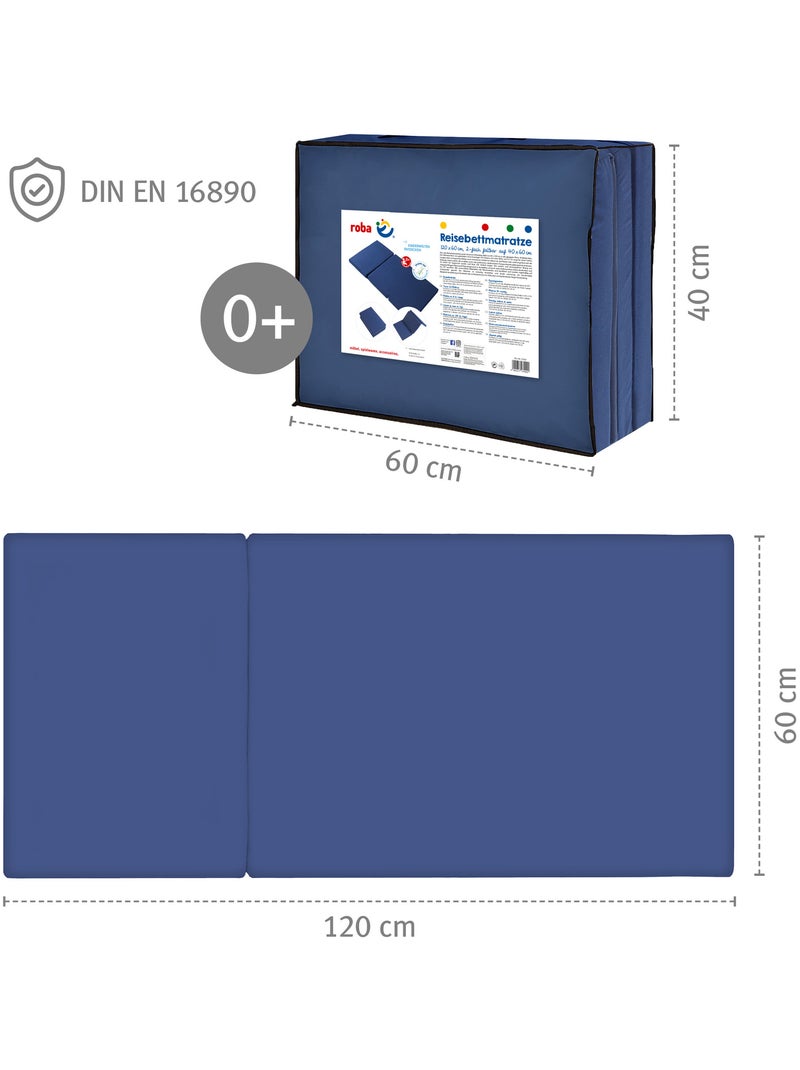 Colchón plegable para bebé y desenfundable + bolsa de transporte 'Roba' Azul oscuro - Kiabi