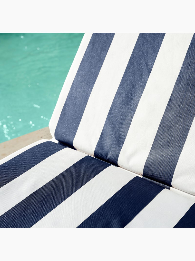 Colchoneta de tumbona de rayas impermeable y desenfundable ARCACHON Azul oscuro - Kiabi