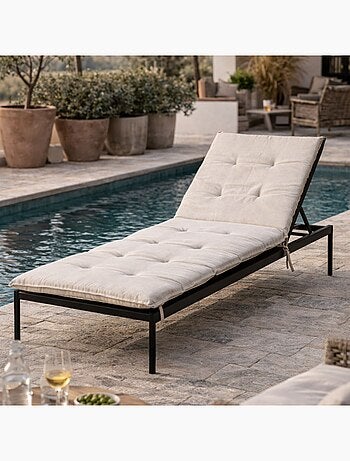 Colchoneta de tumbona, tapizada en tejido de olefina para exteriores