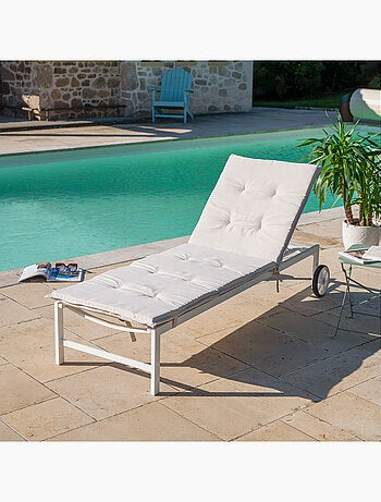 Colchoneta de tumbona, tapizada en tejido de olefina para exteriores