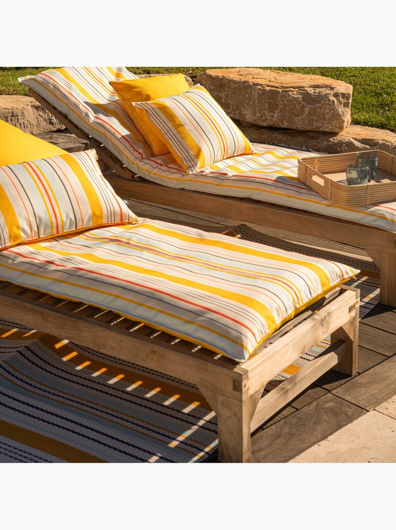Colchoneta para tumbona de exterior a rayas Amarillo oscuro - Kiabi