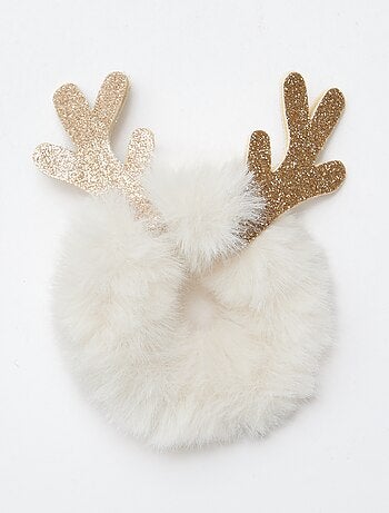 Coletero de malla peluche con cuernos de reno